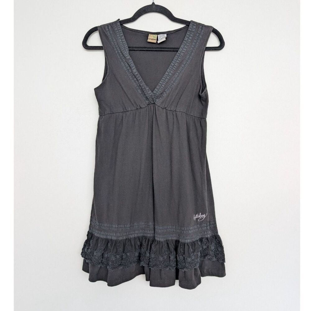 Vtg Y2K Billabong Babydoll Ruffle Hem Mini Sleeveless Dress Sz S